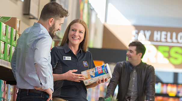 Woman helping a customer